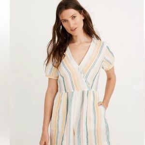 Madewell Linen Striped Romper- Size 6